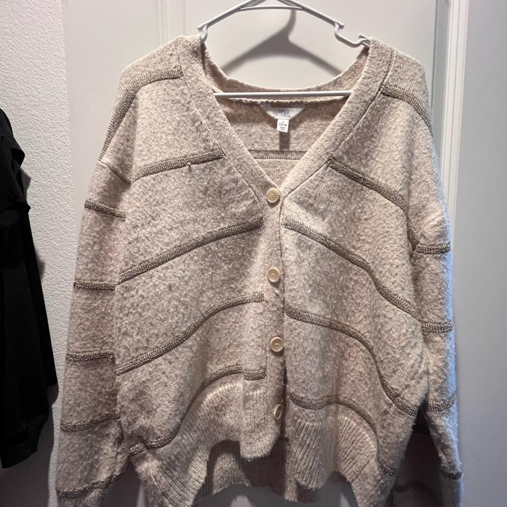 Time and Tru Beige Textured Cardigan